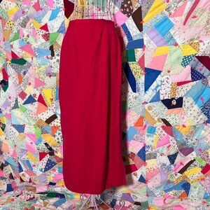 vintage 90s y2k skirt red linen cottage core linen blend maxi | S-M | My Weekend